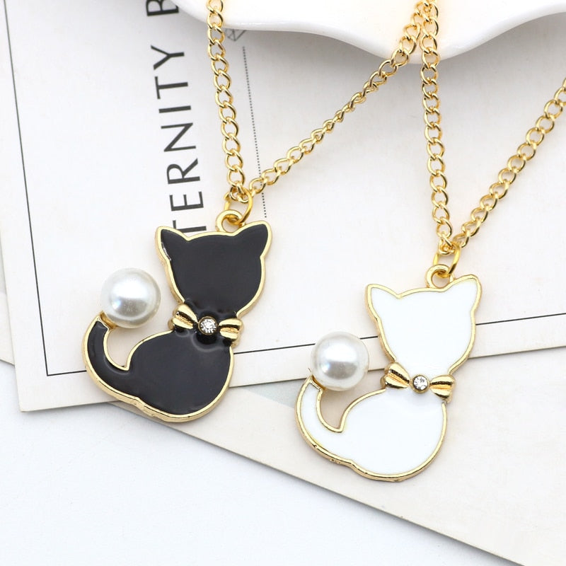 Enamel Cat Necklace - Cat necklace
