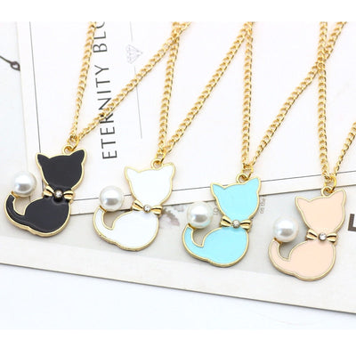 Enamel Cat Necklace - Cat necklace