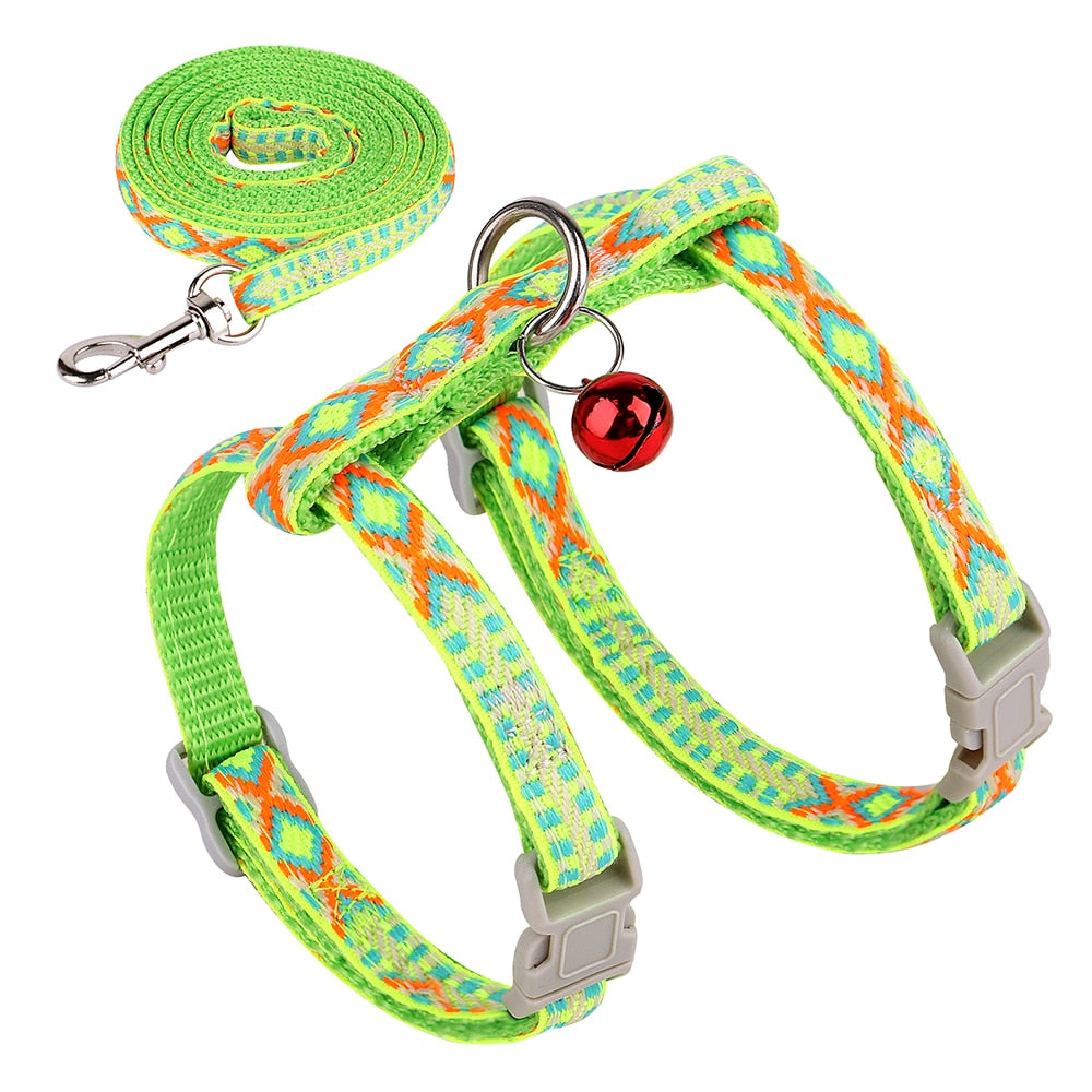 Extra Small Cat Harness - Green - cat harness leash