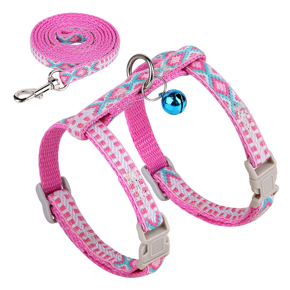 Extra Small Cat Harness - Pink - cat harness leash