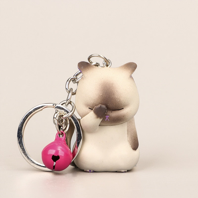 Fat Cat Keychain - Khaki - Cat Keychains