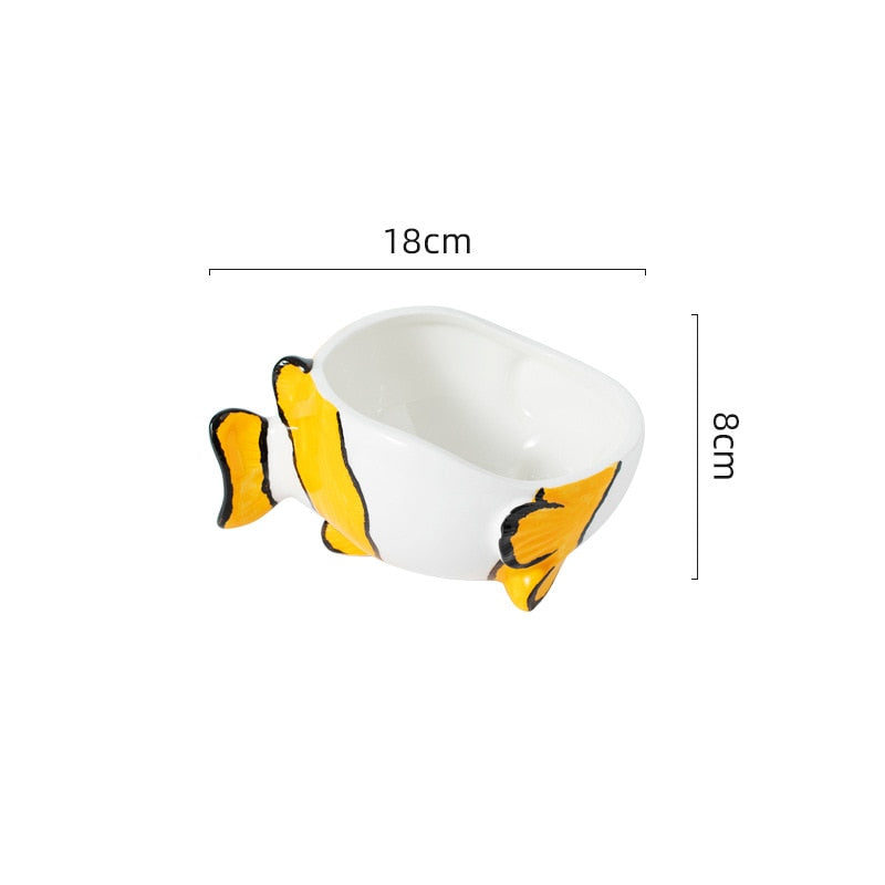 Fish Cat Bowl - Yellow - Cat Bowls
