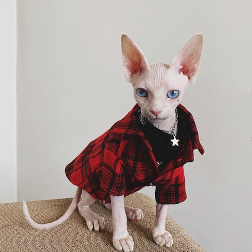Flannel Shirt for Cat - Red / XS - Shirts for Cats