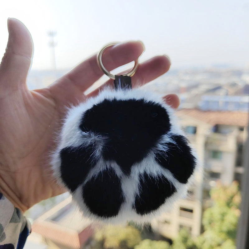 Fluffy Cat Paw Keychain - White - Cat Keychains