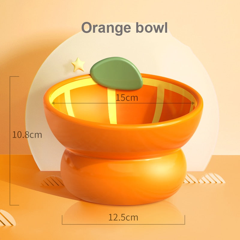 Fruit Ceramic Cat Bowl - Orange - Cat Bowls