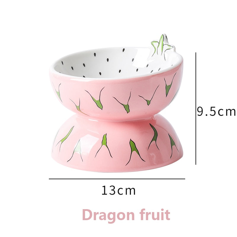 Fruit Ceramic Cat Bowl - Pink - Cat Bowls
