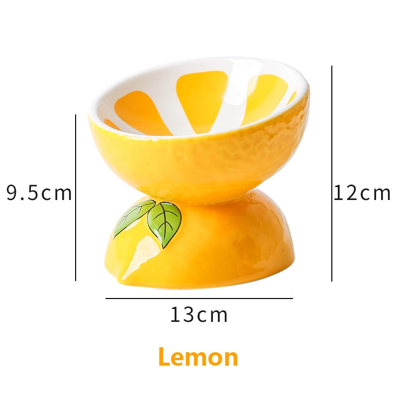 Fruit Ceramic Cat Bowl - Lemon - Cat Bowls