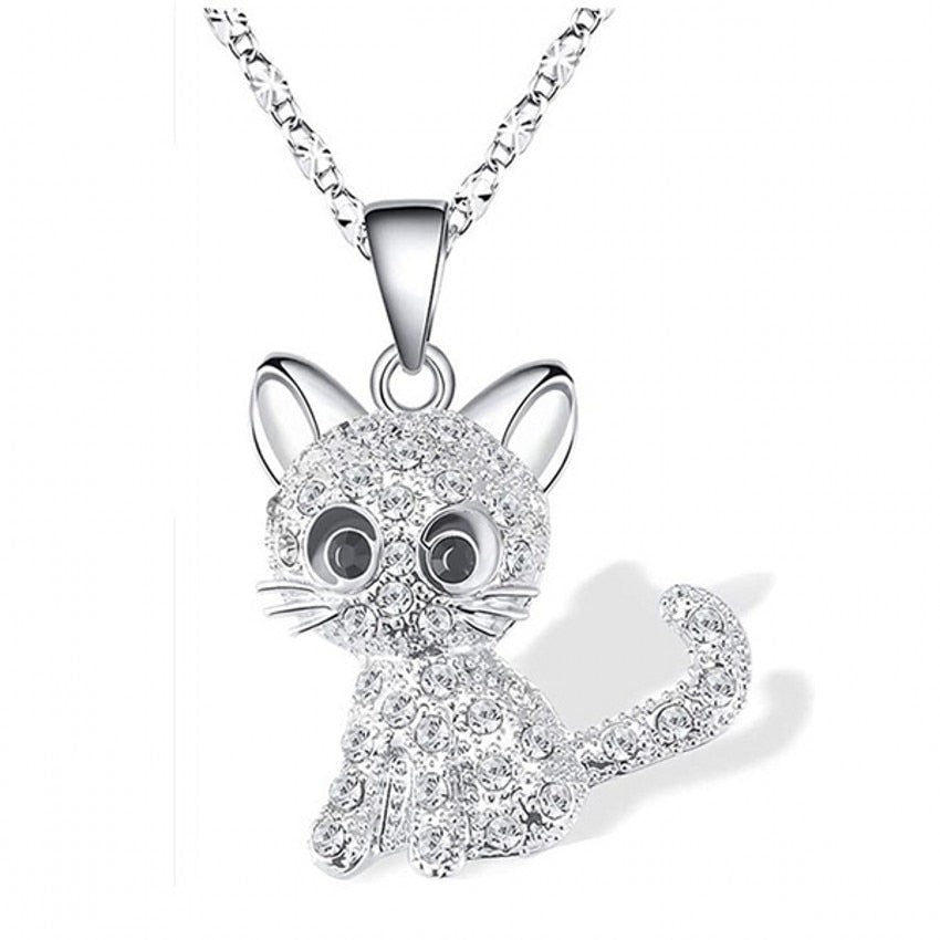 Full Diamond Cat Necklace - Cat necklace