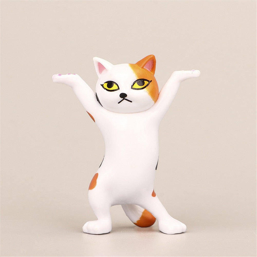 Funny Cat Figurines - White Orange / China