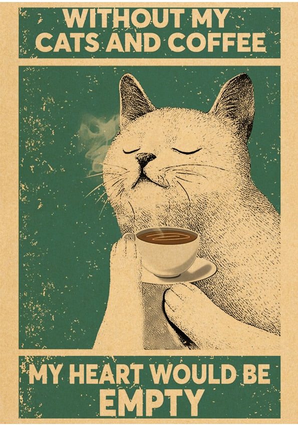Funny Cat Posters - 30X21cm / Coffee - Cat poster