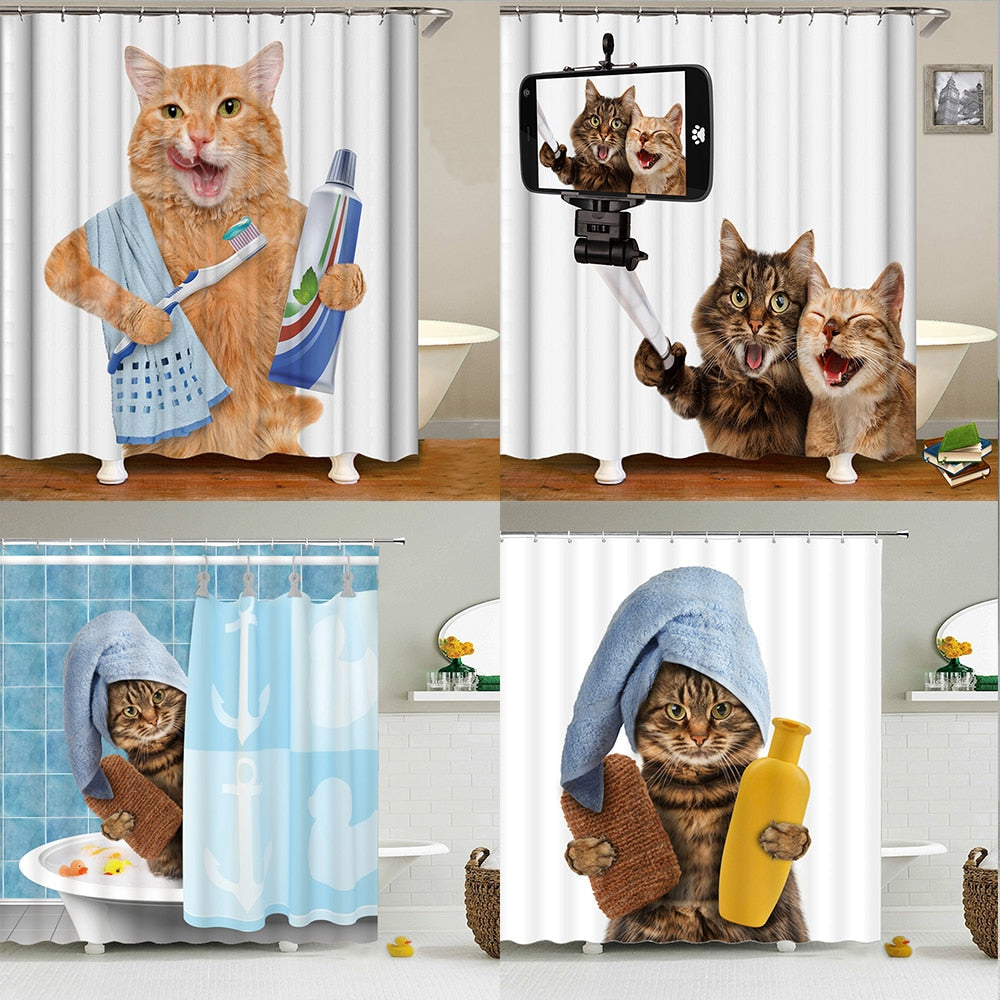 Funny Cat Shower Curtain