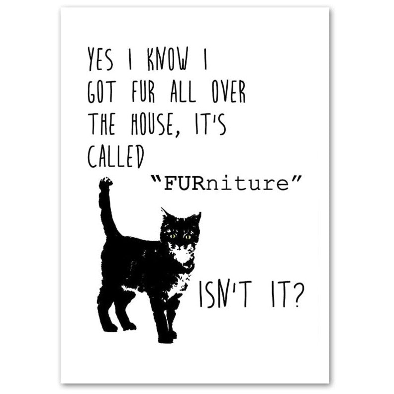 Funny Cat Wall Art - 13x18cm no frame / Black