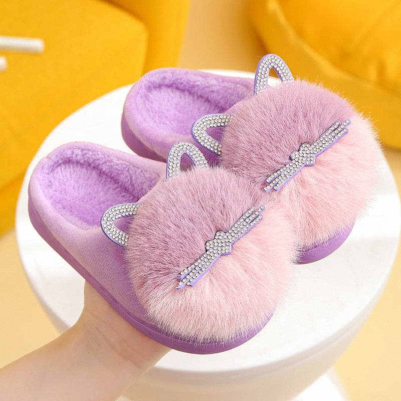 Fuzzy Cat Slippers - Purple / 26-27(insole 16.5cm) - Cat