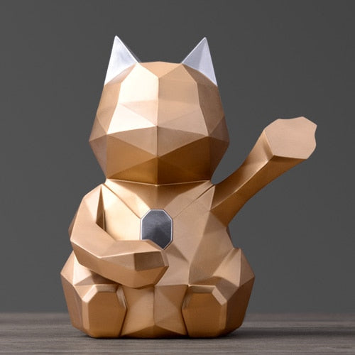 Geometric Cat Piggy Bank - Gold-L