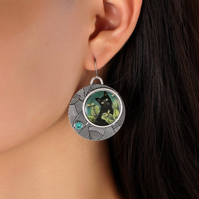 Geometric Vintage Cat Earrings - Cat earrings