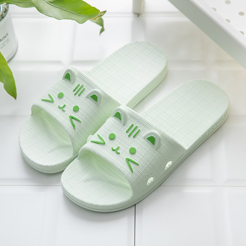 Girls Cat Slippers - Green / 36-37 - Cat slippers