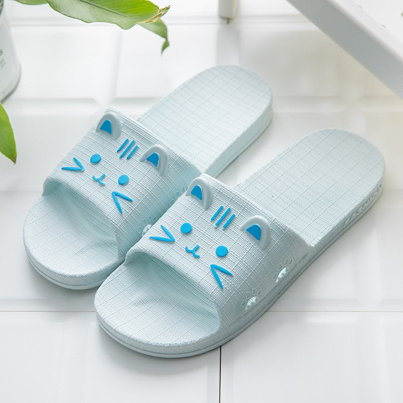 Girls Cat Slippers - Blue / 36-37 - Cat slippers