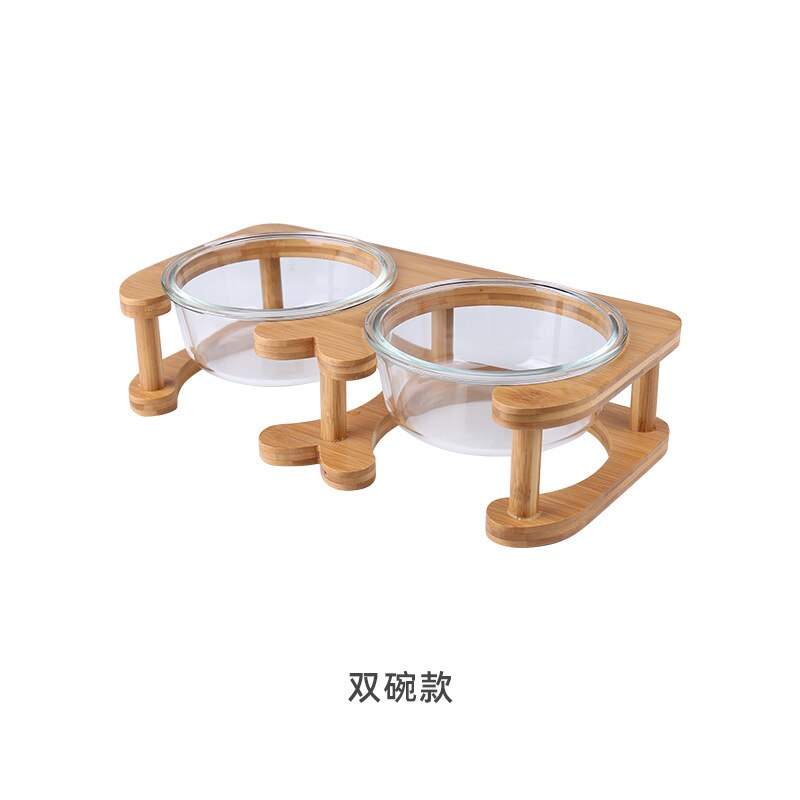 Glass Cat Bowls - Dual Bowls / 600ML - Cat Bowls