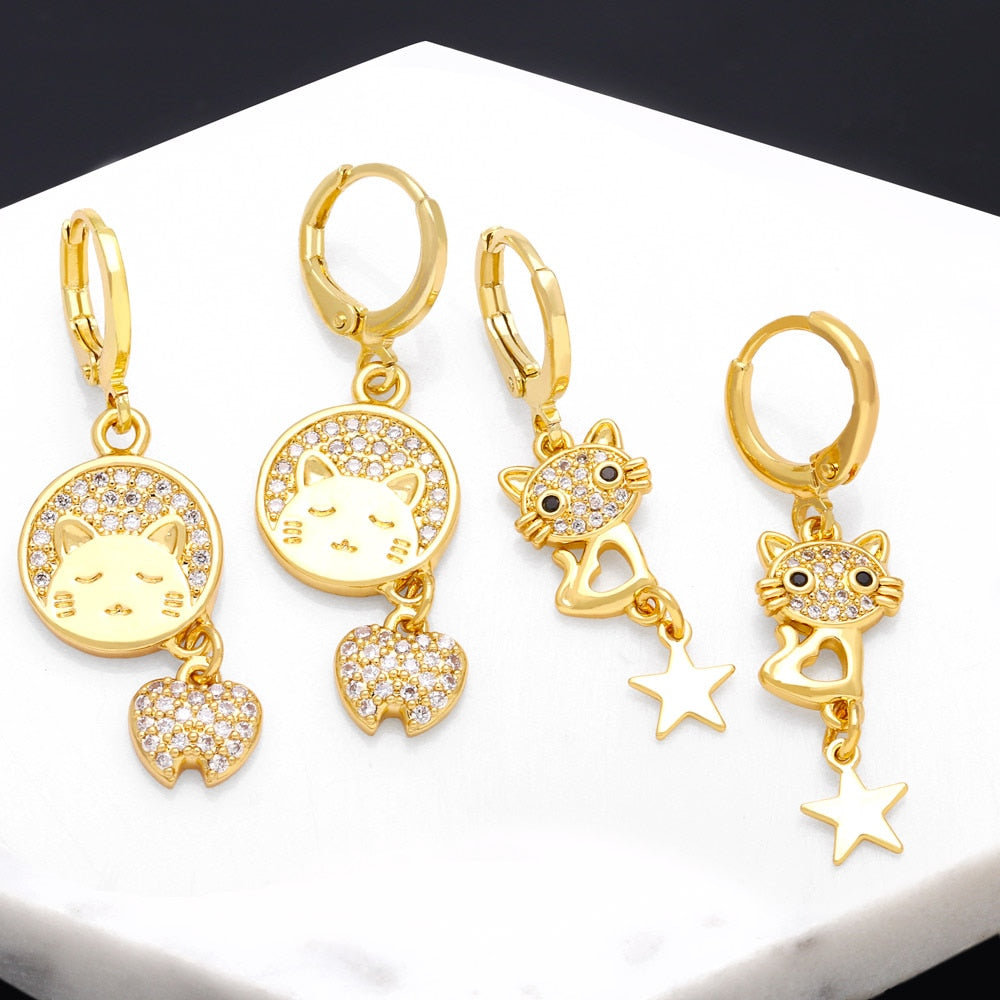 Gold Cat Earrings - Cat earrings
