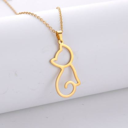 Gold Cat Necklace - Cat necklace