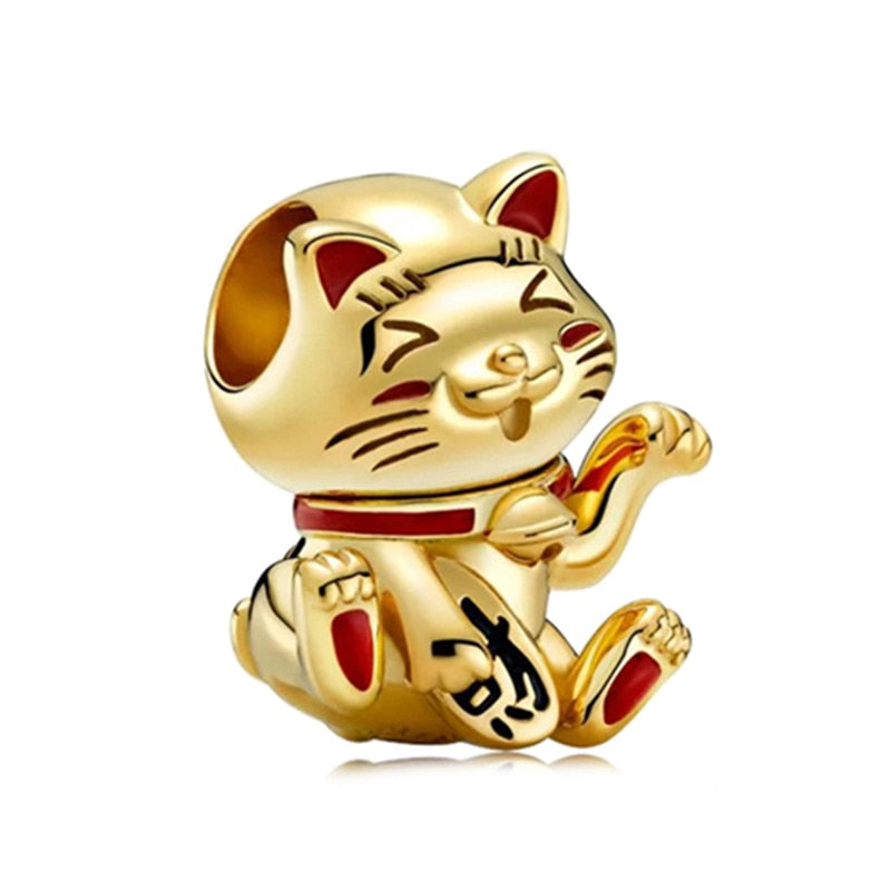 Gold Lucky Cat Charms - Cat charms