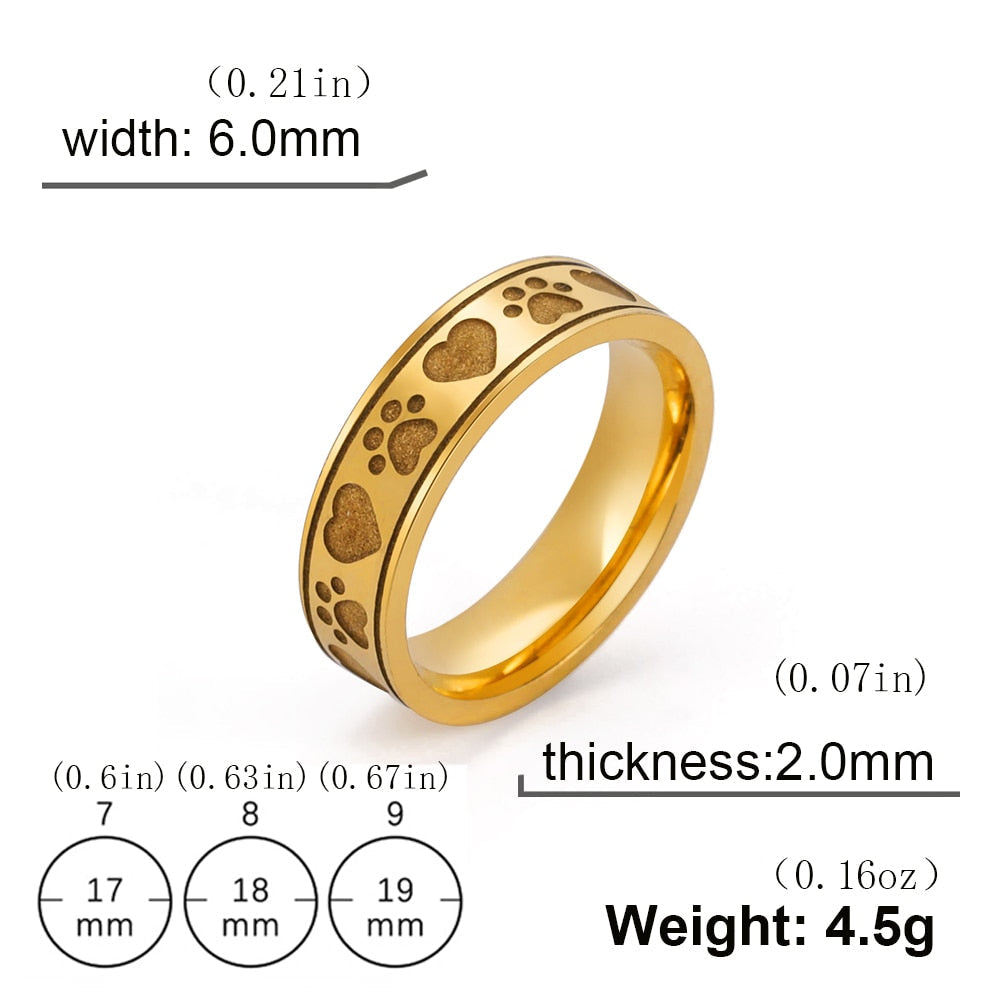 Gold Paw Cat Ring - 7 - cat rings