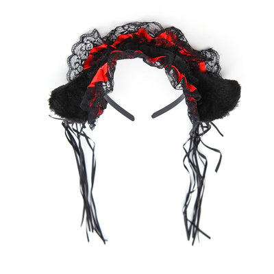 Gothic Cat Ear Headbands - Black & Red - Gothic Cat Ear