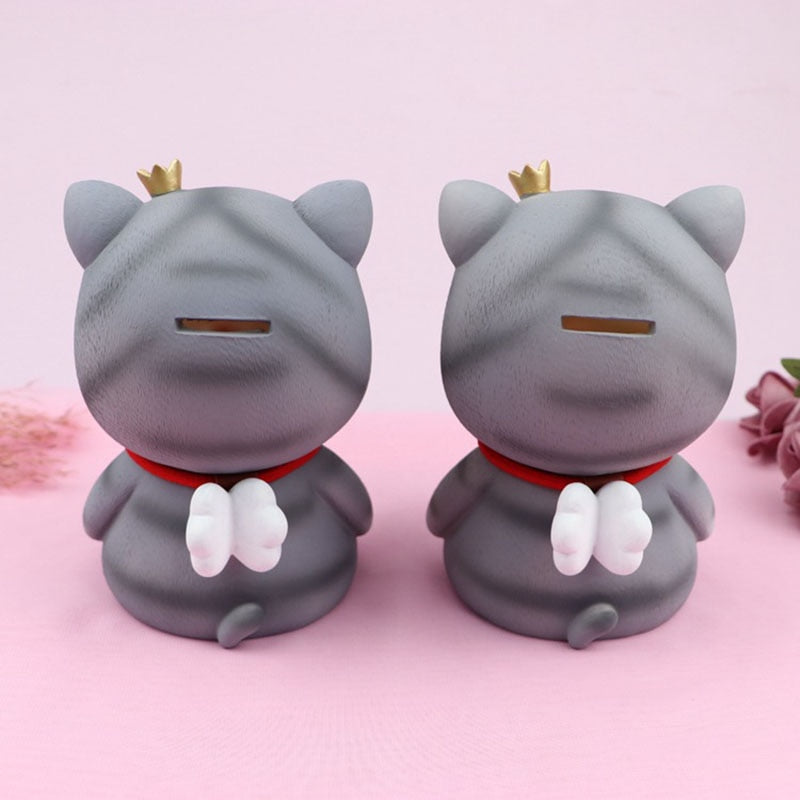Grey Cat Piggy Bank