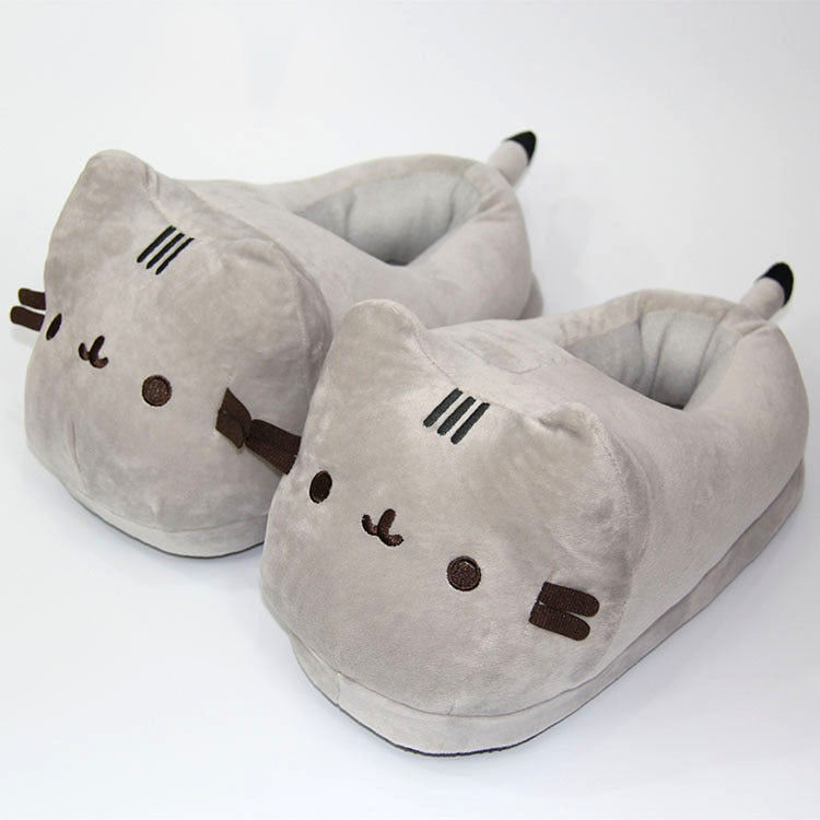 Grey Cat Slippers - Grey / 5 - Cat slippers
