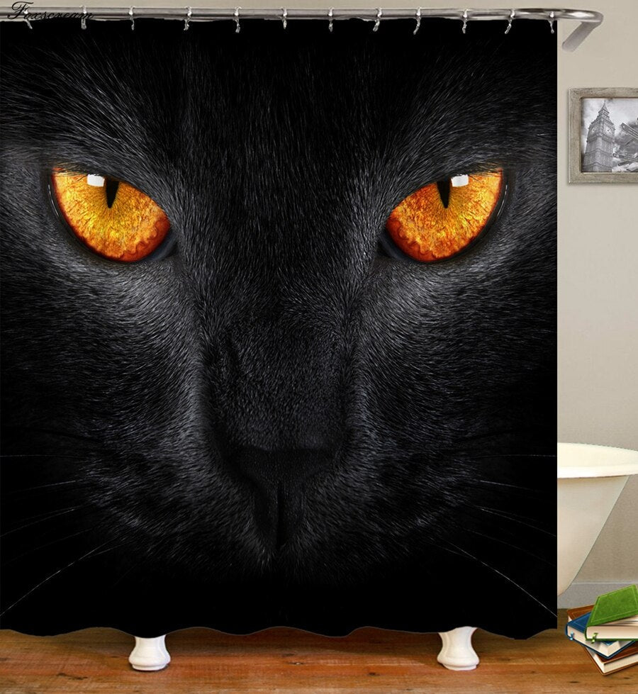 Halloween Cat Shower Curtain - Scary Eye / 40x60cm mat