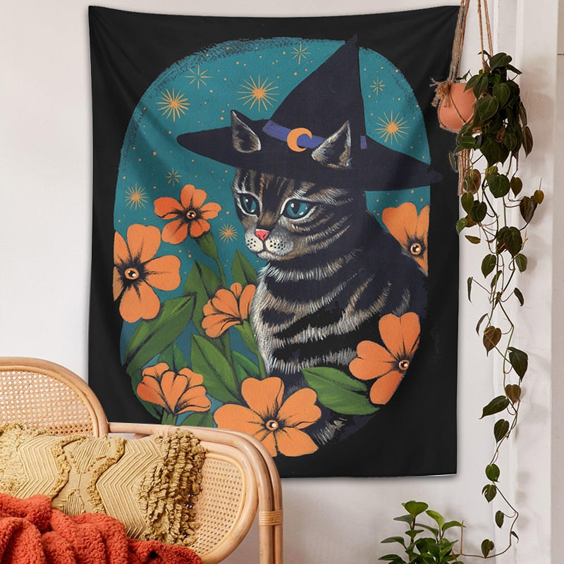 Halloween Cat Tapestry - Cat Tapestry