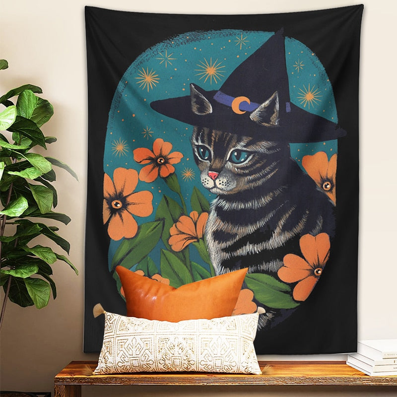 Halloween Cat Tapestry - Cat Tapestry