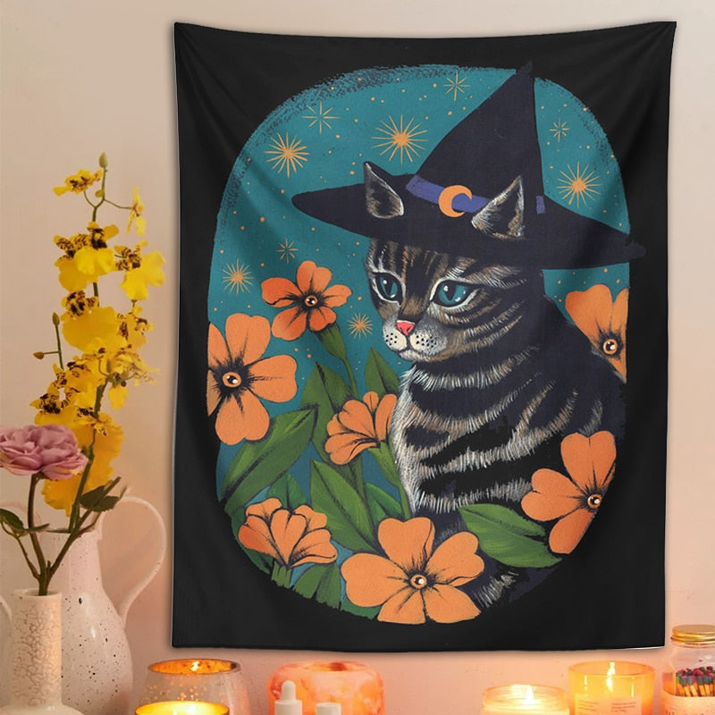 Halloween Cat Tapestry - Cat Tapestry