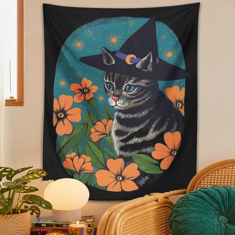 Halloween Cat Tapestry - Cat Tapestry