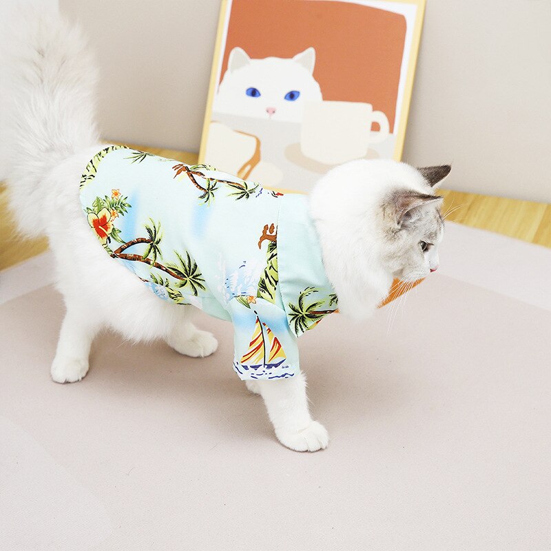 Hawaiian Shirts for Cats - Blue / S - Shirts for Cats