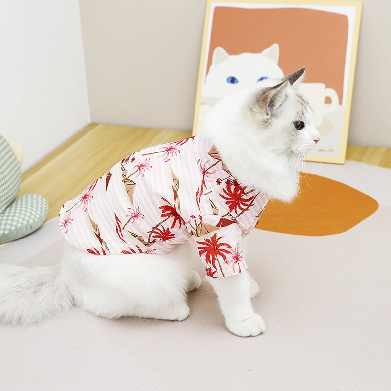Hawaiian Shirts for Cats - Pink / S - Shirts for Cats
