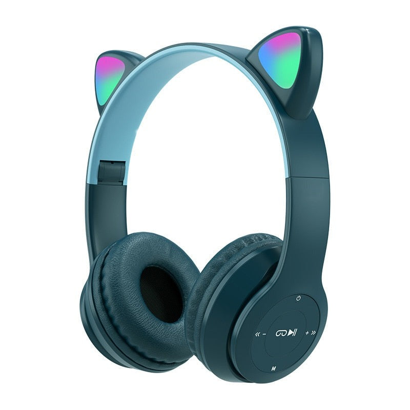 Headphones Cat Ears - Deep Blue - Headphones With Cat Ears
