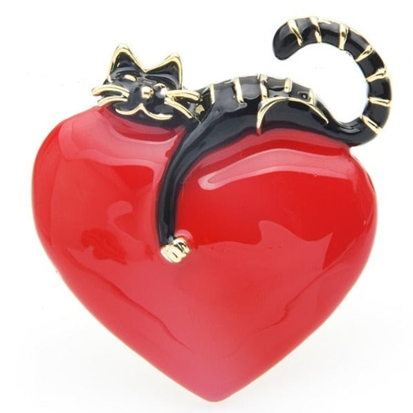 Heart Cat Brooch - Heart Cat Brooch