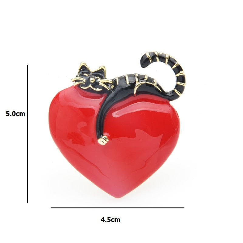 Heart Cat Brooch - Heart Cat Brooch