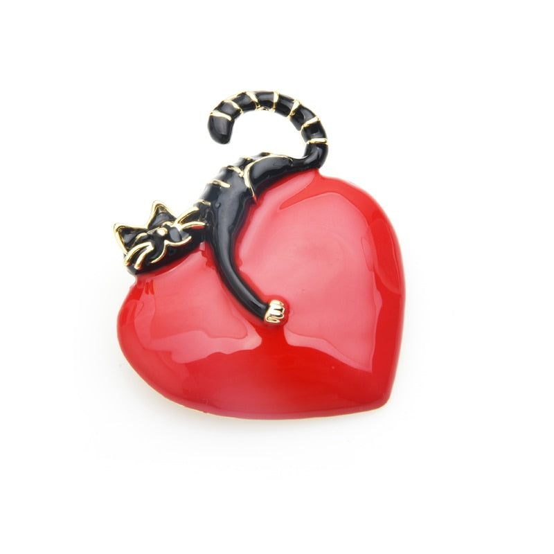 Heart Cat Brooch - Heart Cat Brooch