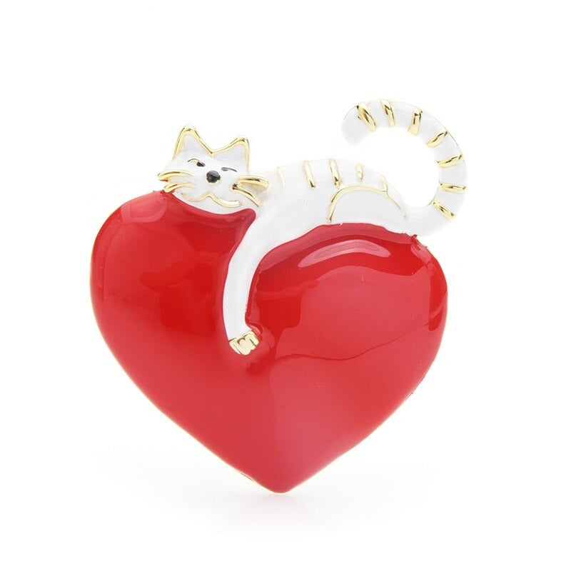 Heart Cat Brooch - Heart Cat Brooch