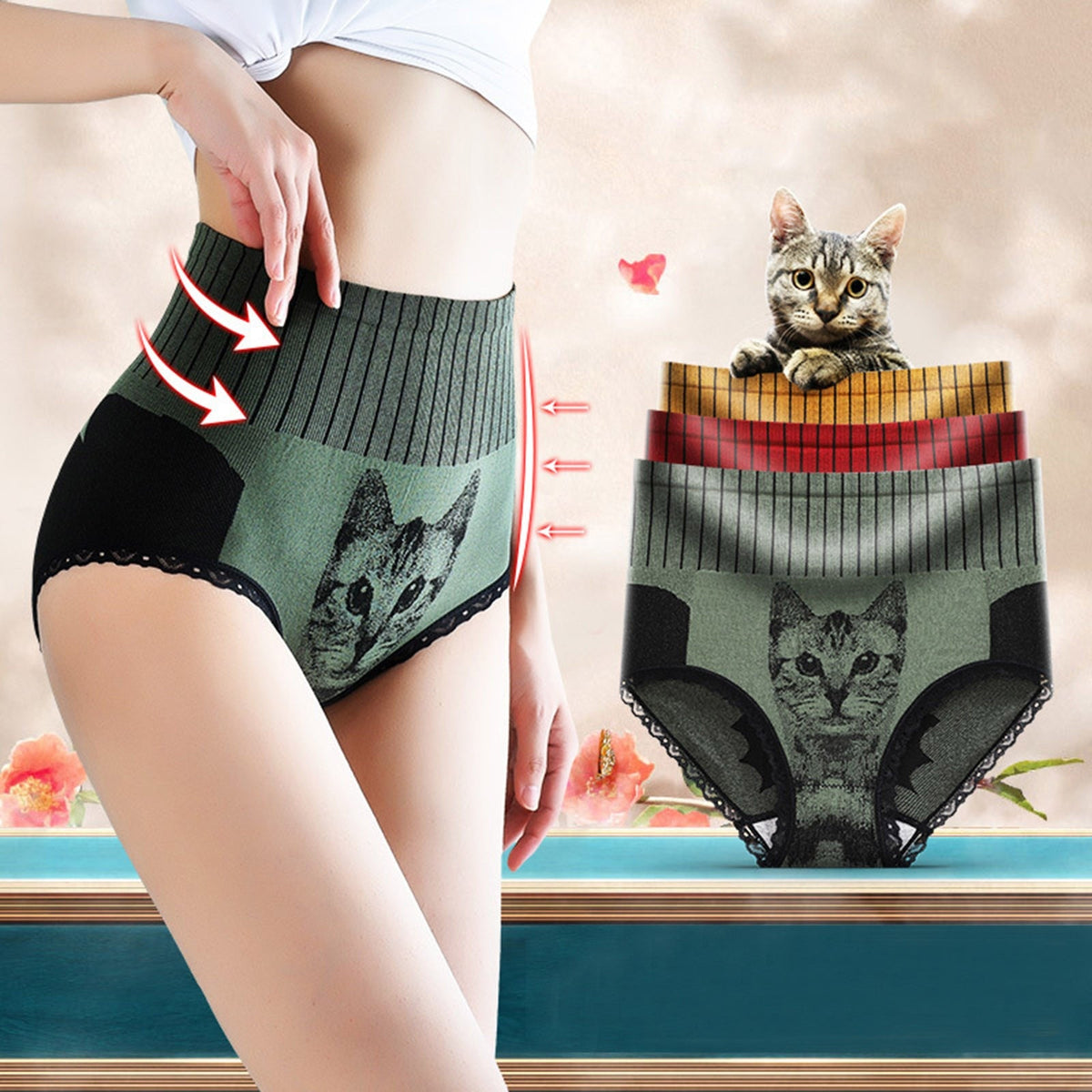High Waist Cat Panties - Cat panties