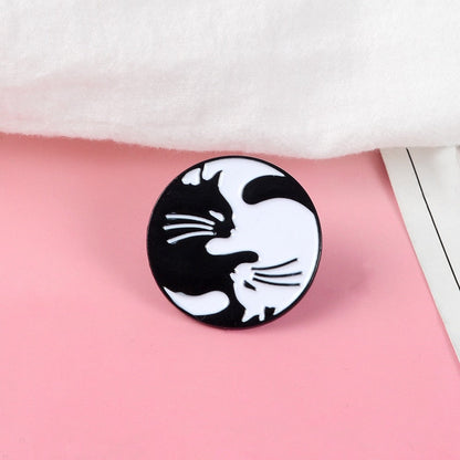 Hugging Yin Yang Cat Pin