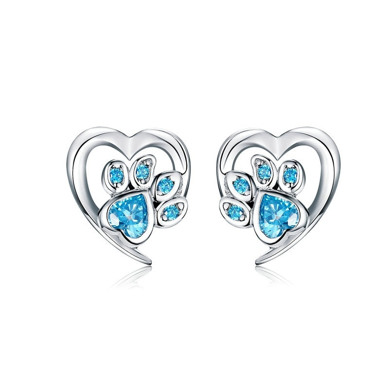 I Love Cat Earrings - Blue - Cat earrings