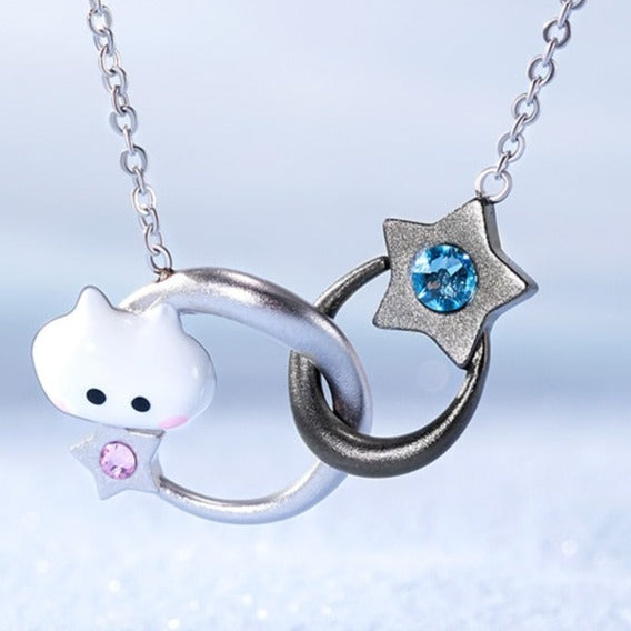Interlocking Cat Necklace - Cat necklace
