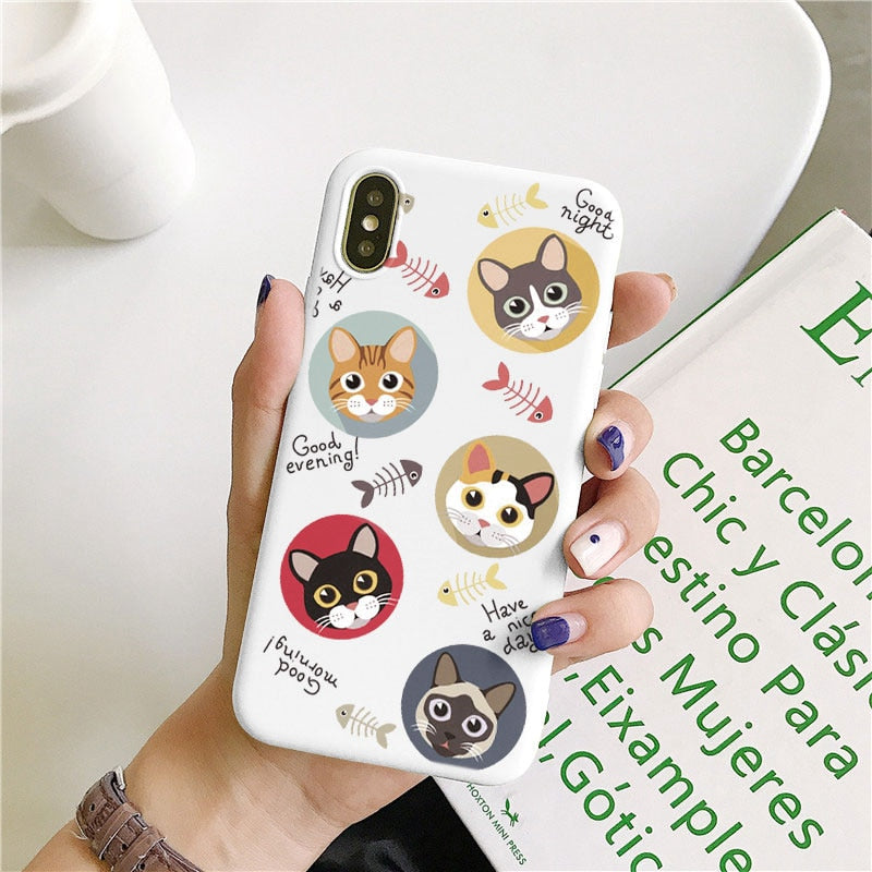 iPhone Cat Face Phone Case - For iPhone 13 / White - Cat