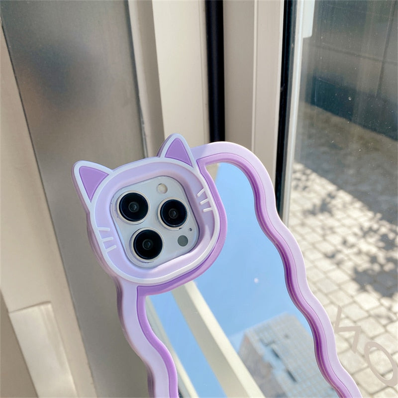 iPhone Kawaii Cat Stand Mirror Phone Case - Cat Phone Case