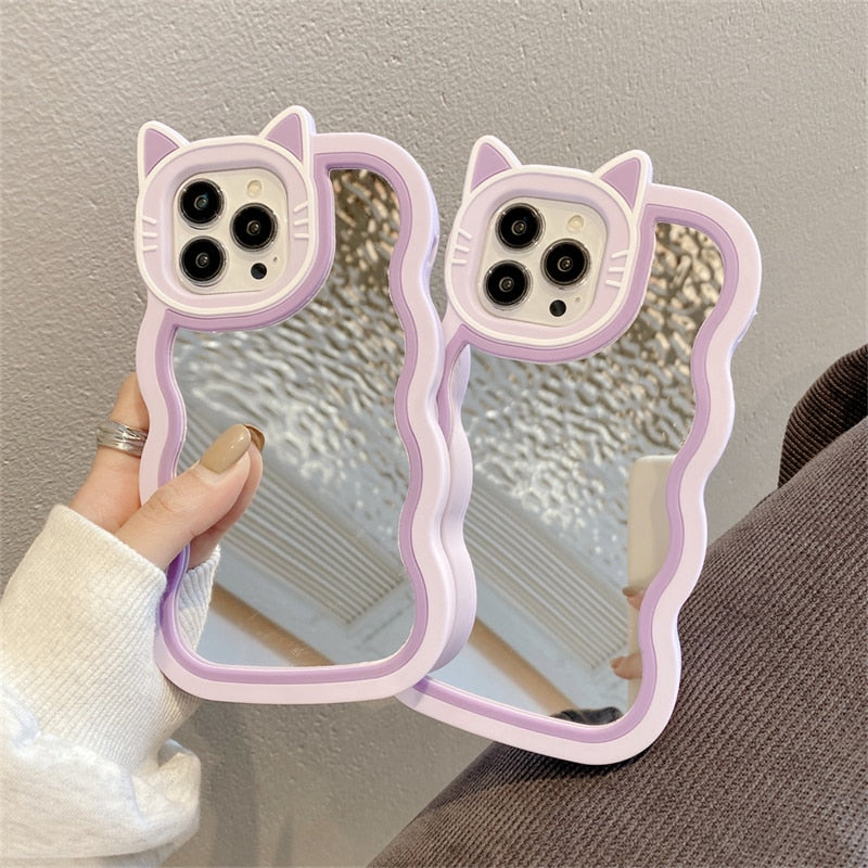 iPhone Kawaii Cat Stand Mirror Phone Case - Cat Phone Case
