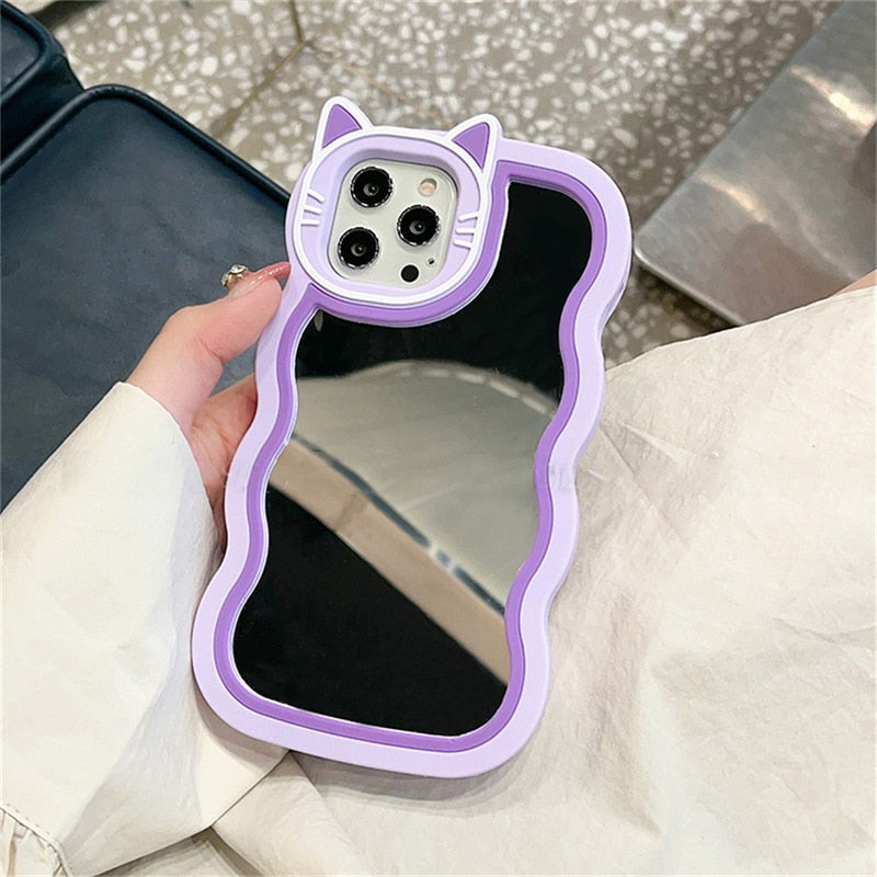 iPhone Kawaii Cat Stand Mirror Phone Case - Cat Phone Case