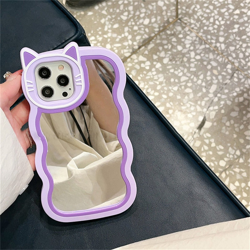 iPhone Kawaii Cat Stand Mirror Phone Case - For iPhone 11 -